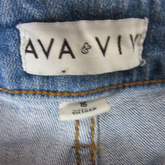 Ava & Viv Jeans High-Rise Relaxed Flare Blue Medium Wash Denim Size 16 NWT - Picture 8 of 12